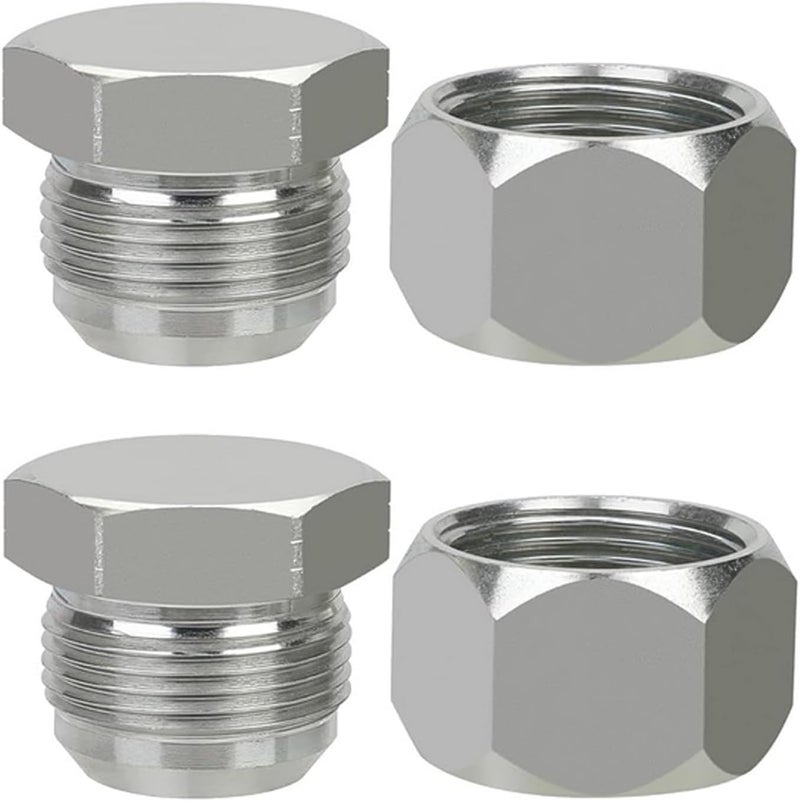 JROUTH JIC 16 Hydraulic Cap and Plug Hose Tube and Pipe Fitting Kit, 37 Degree Pipe Fitting Kit Cap and Plug Kit(2 Sets） - Image 1